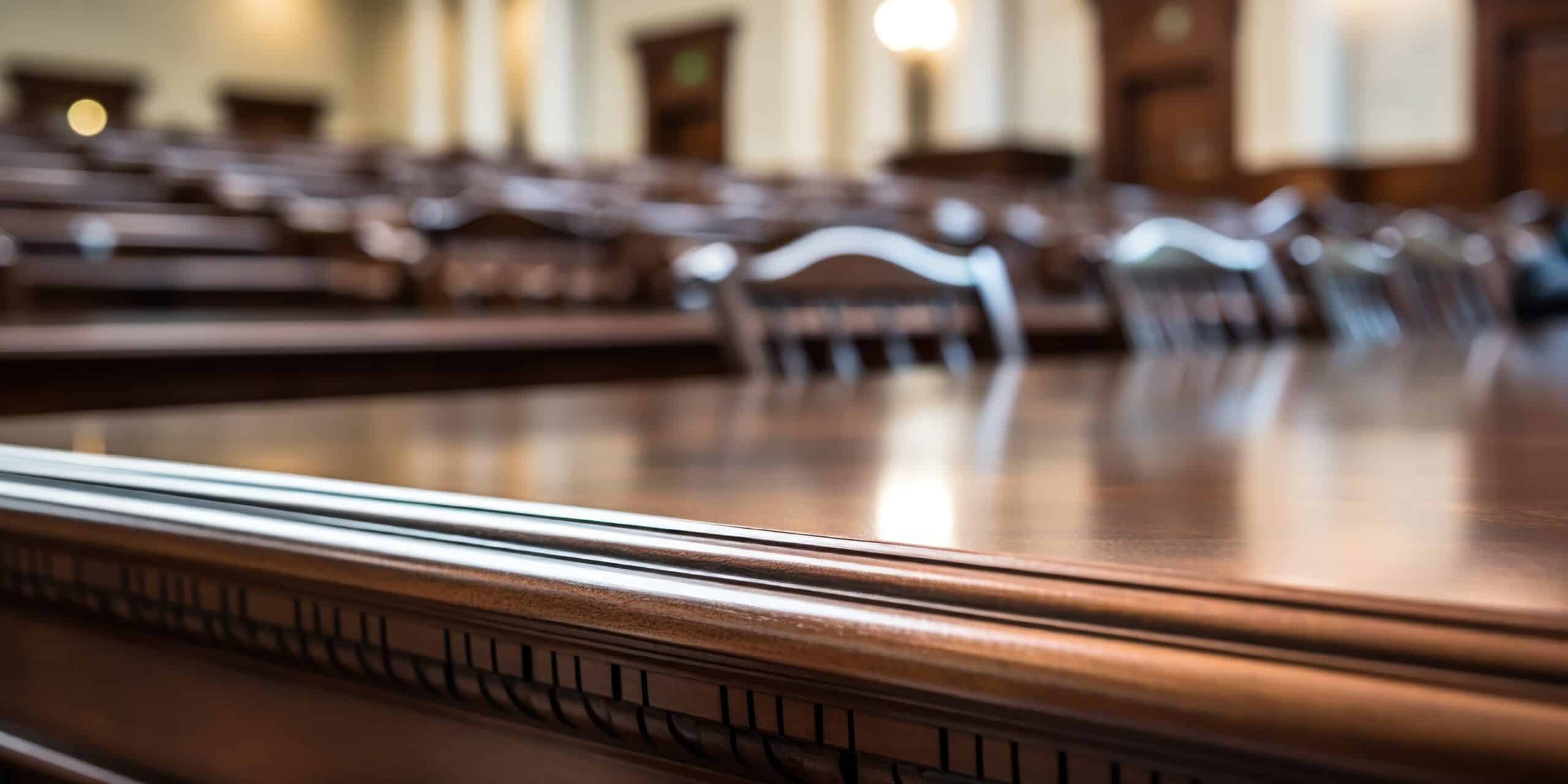 courtroom table and chairs